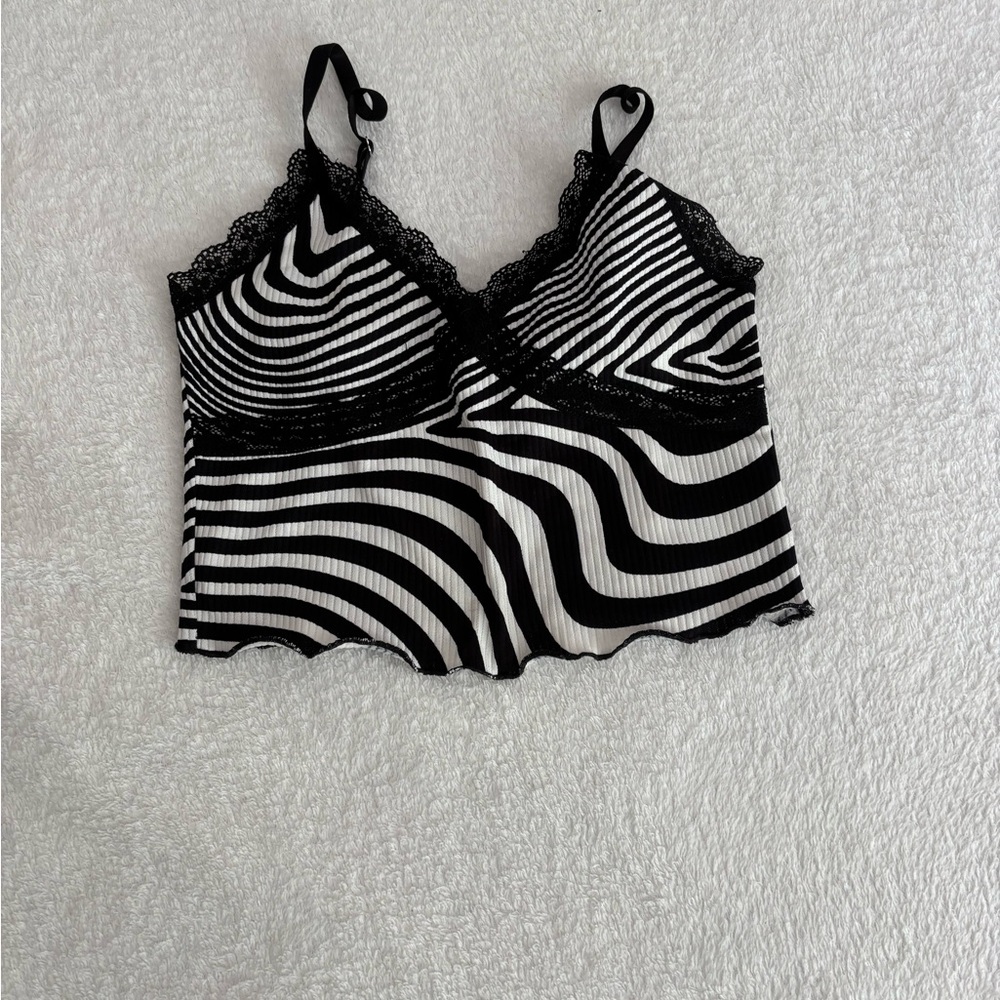 H&M Black and White Swirl zebra print Y2K tank Camisole